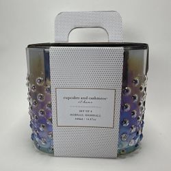 Cupcakes and Cashmere Iridescent Hobnail Stemless Wine Water Glasses Set 4 NIB