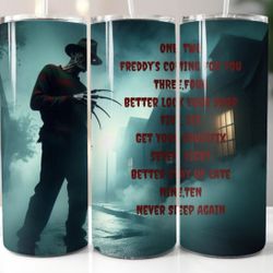 20oz. Straight Skinny Freddy Krueger Inspired Spooky Tumbler