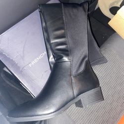 Boots Black Knee High Size 8