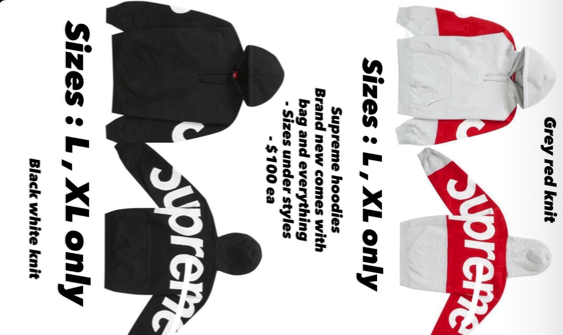 Supreme Hoodie Black And White Knit