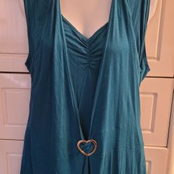 Super Cute HAWAIIAN TURQUOISE SLEEVELESS TOP 3X FITS LIKE A XL