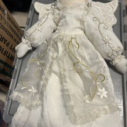 Angel stuffed decor and Christmas runner 