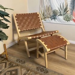 Wayfair Mid Century Modern Woven Accent Chair and Ottoman
