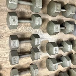 Vintage Set Of IVANKO Hex Dumbbells  5s To 65s [4 A Collector / Vintage Lover]