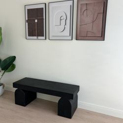 Japanese Style Wooden Bench And Wall Art