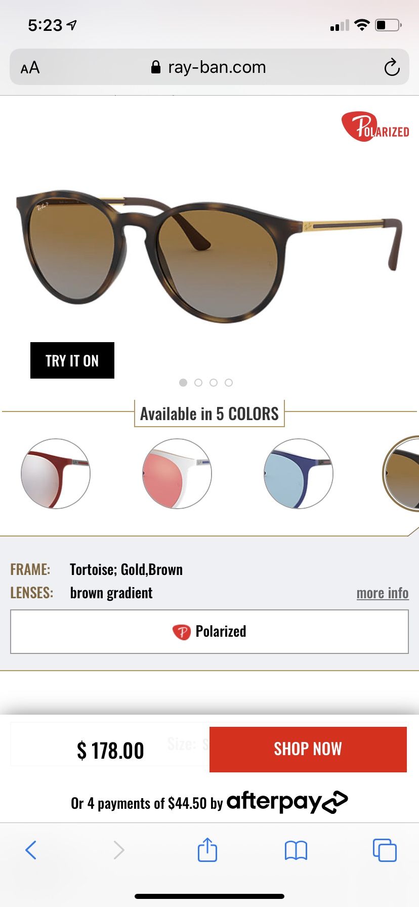 Ray Ban - gold / brown polarized very light sunglasses women’s