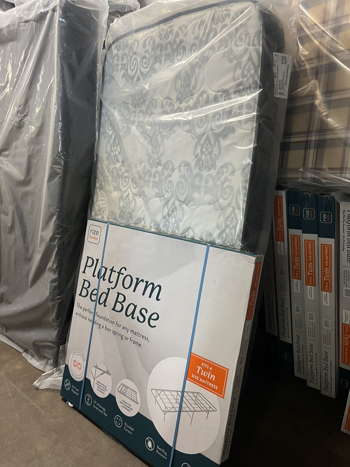 New twin mattress comes with new twin platform frame