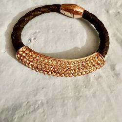 Nordstrom Rose Gold Leather magnetic Lock Bracelet
