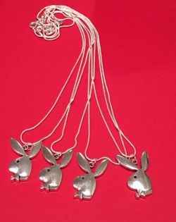 18”, 20”, 22” or 24” 925 Silver Plated Necklaces with Playboy Bunny Pendants/ COMBO VALUE 4 PACK
