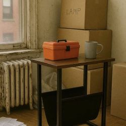 Modern Side Table with Open Storage – Compact & Stylish – $90 OBO

