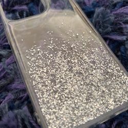 iPhone 13 Pro Case Clear With Silver Sparkles 