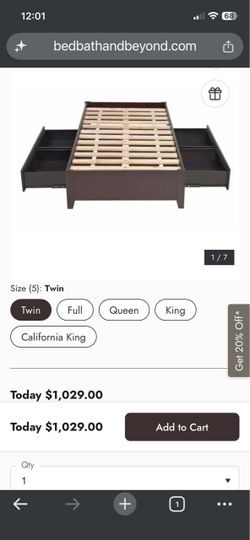Twin bed frame with storage