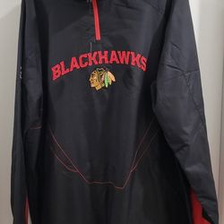 CHICAGO BLACKHAWKS Reebok Windbreaker Quarter Zip XL Pullover Jacket - NEW with Tags