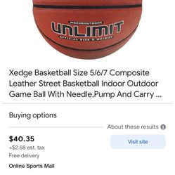 New In Box XEDGE SLAM DUNK BASKETBALL WITH PUMP AND CARRY BACKPACK 