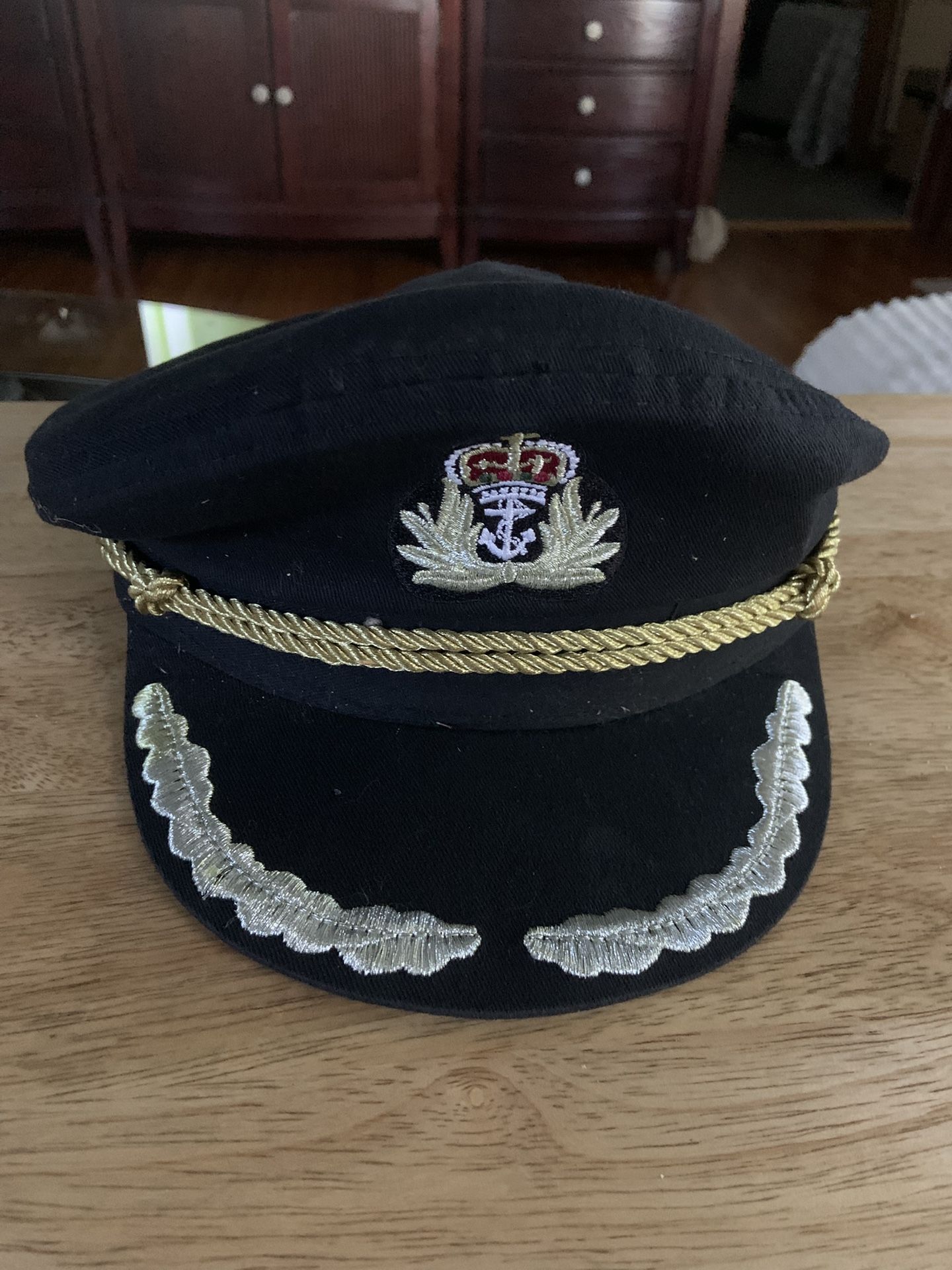 Black Adjustable Captains Hat