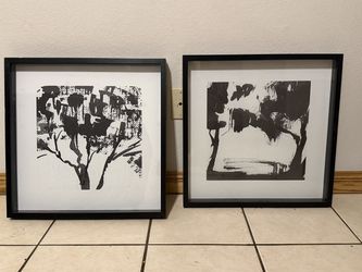 “Modern minimalist abstract wall art set – black frame”