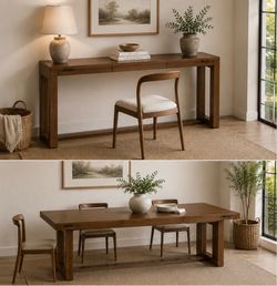 Klaussner Solid Wood Convertible Console Table / Desk & Dining Table
