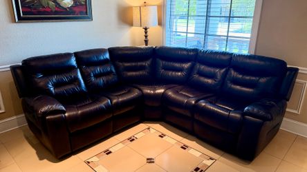 Brown Leather Reclining Sectional Sofa