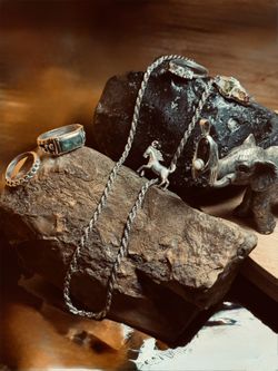 Sterling Silver Jewelry, Rings, Chains And Pendants. 