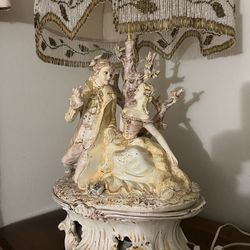 Antique Italian Capodimonte Style Porcelain Figurine Lamp
