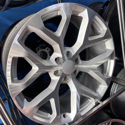 26s silver wheels tires 6lug Chevy