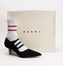 MARNI Knitted Ankle Sock Boots US7 EU37 Pointed Toe Made in Italy Retail $895