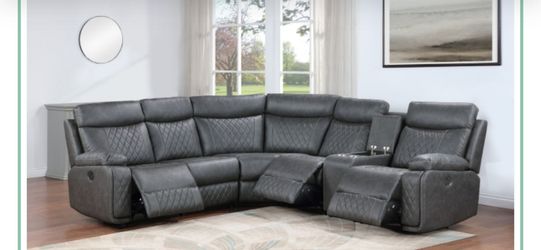 Reclining leather sectional