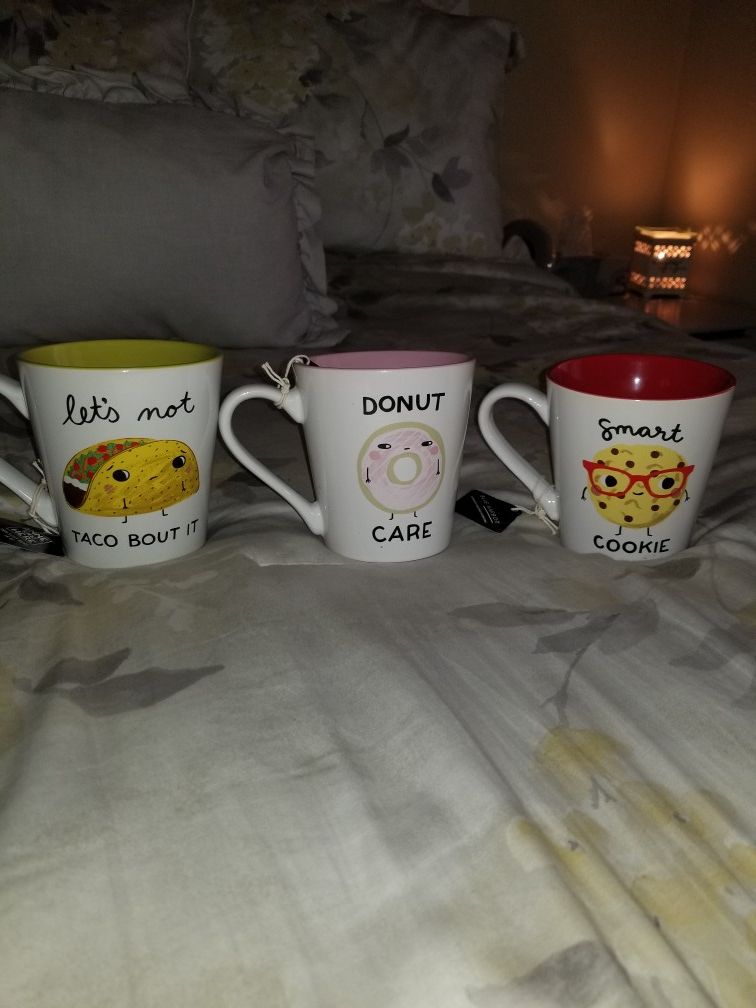 Set of New Pun coffee mugs