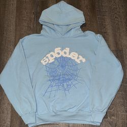 Sp5der Web Light Blue Hoodie Size medium