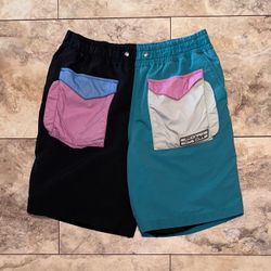 Billionaire Boys Club Tidal Color Block Shorts Black Teal Pink Size Medium
