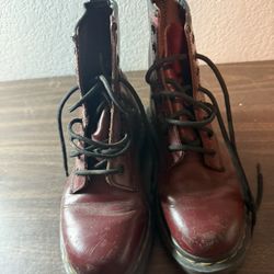 Doc Dr. Martens AirWair Size US 5M 6W Burgundy Red Oxblood Leather Lace up Boots