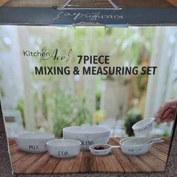 Kitchen Ace 7 Piece Crramic Mixing And Measuring Set