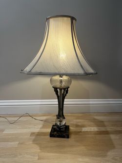 Vintage 29" Glass & Marble Figural Table Lamp