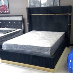 NEW IN BOX- Black King & Queen Size Tufted Platform Bed Frame FINANCE $54 down 