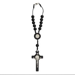 St. Benedict Auto Rosary Black New