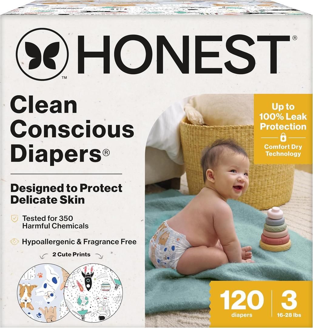 Honest Diapers Size 3, 120 Pack