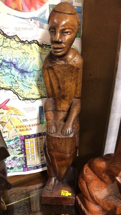 Hand carved wood statue 18” tall