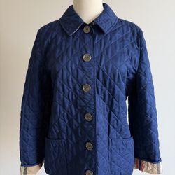 Worn One Time Burberry Brit Diamond Quilted Jacket Bluebell Large
