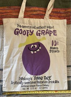 FUNNY FACE GOOFY GRAPE TOTE BAG!!!