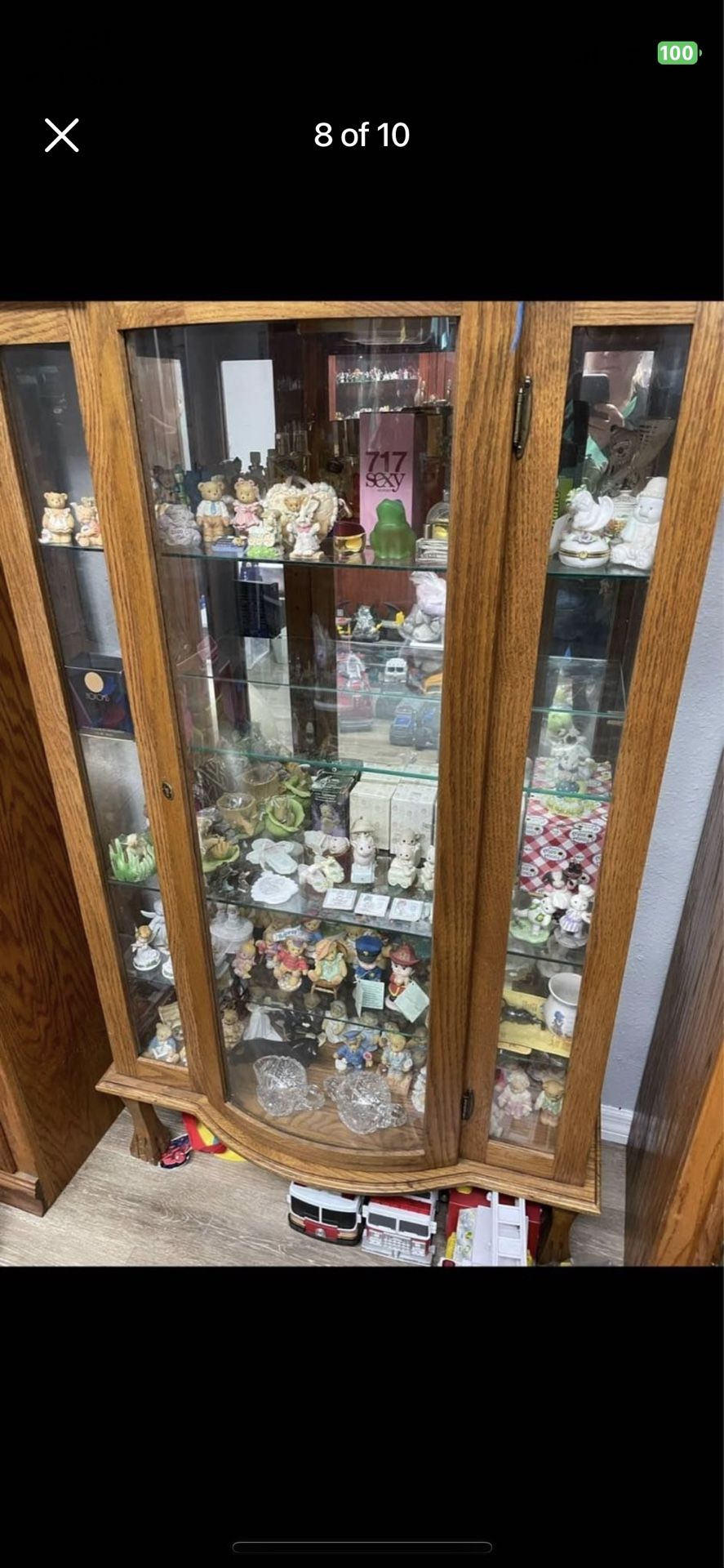 Five Shelf Clawfoot Glass Curio Cabinet Approximately 3‘ X 5‘