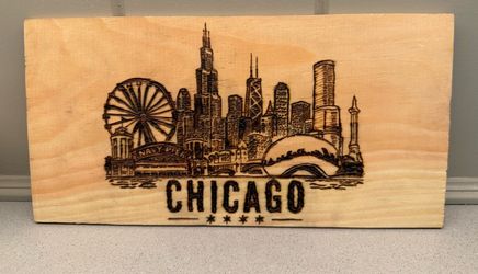 Wood Burning - Chicago Skyline