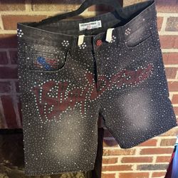 Valley dream rhinestone shorts-30,32,34,36