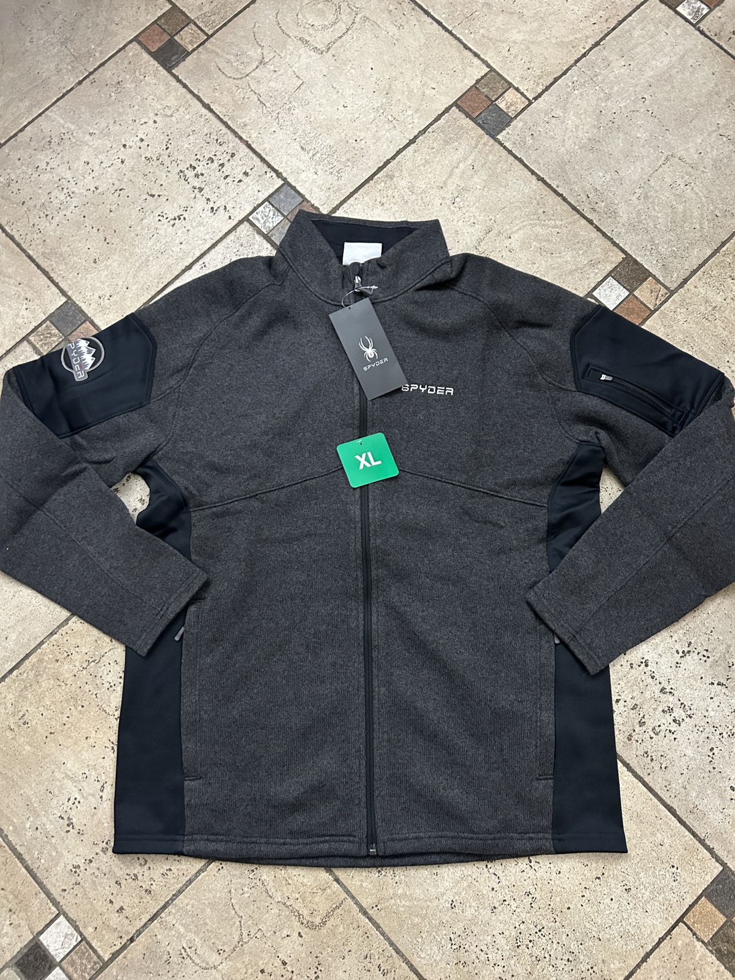 NWT Spyder men’s full zip fleece jacket size XL Black
