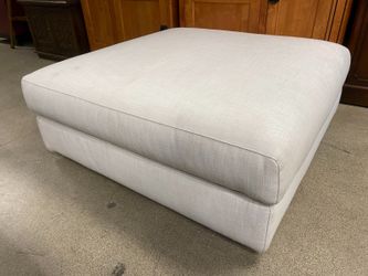 RESTORATION HARDWARE Lugano Natural Linen Weave Ottoman