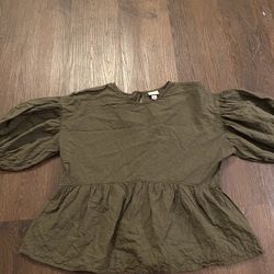 Womans Camo Green Bubble Sleeve Shirt Size Small By A New Day #18