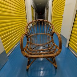 Franco Albini Mid Century Rattan Scoop Lounge Dining Chair.