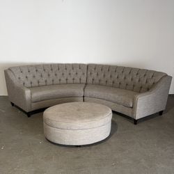 Curved Tufted Sectional Ottoman