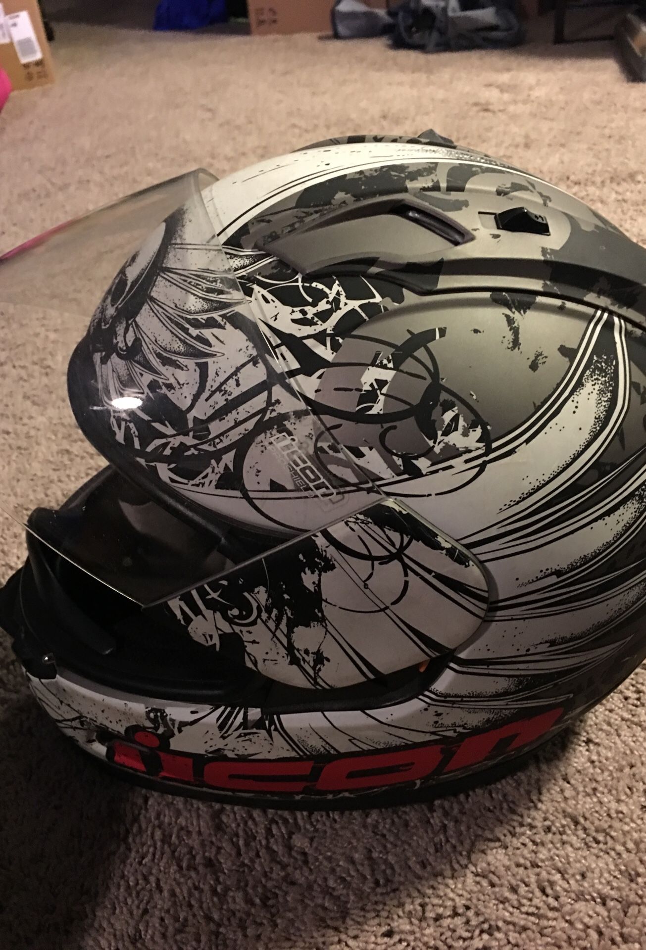 XL icon redeemer motorcycle helmet