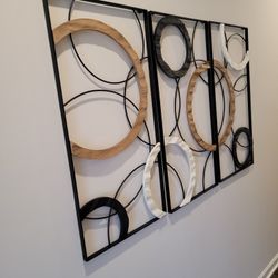 Black Metal Overlapping Circles Home Wall Decor (Set Of 3)