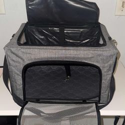 Gray Pet Carrier with Mesh Panels